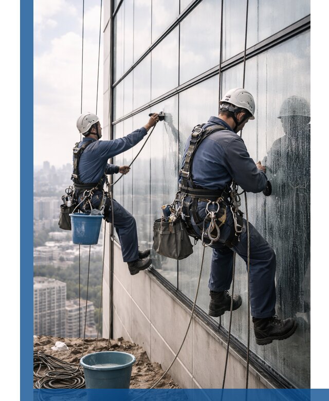 Профессиональная мойка фасадных окон альпинистами в Новоалтайске