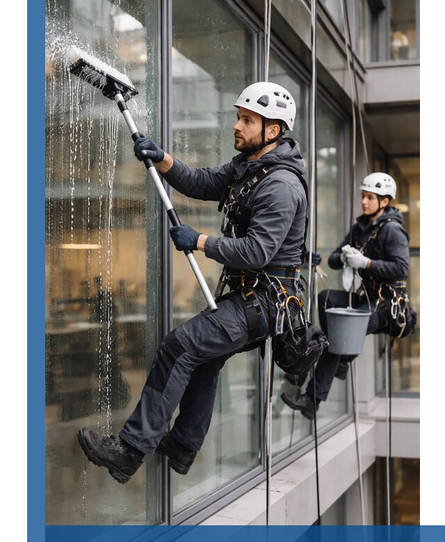 Профессиональная мойка витражей промышленными альпинистами в Новоалтайске