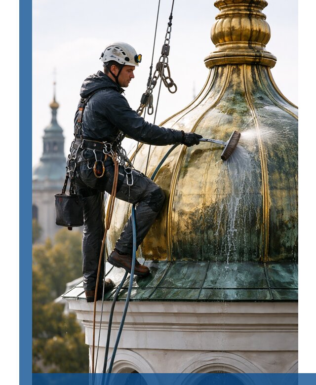 Профессиональная мойка куполов и шпилей высотными альпинистами в Новоалтайске