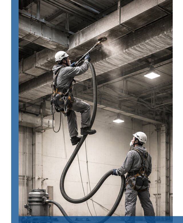 Обеспыливание потолочных конструкций в Новоалтайске промышленным альпинизмом