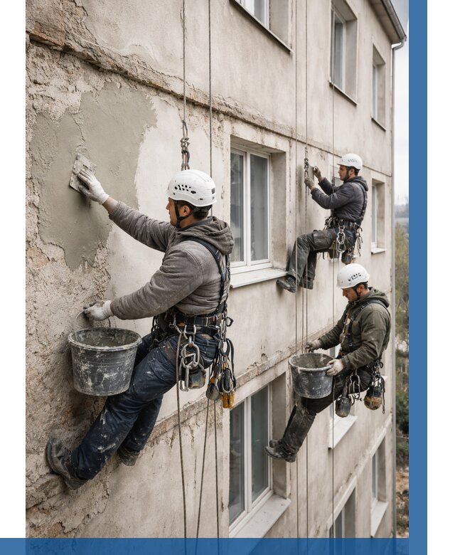 Ремонт штукатурного фасада в Новоалтайске от 767 р. под ключ | ВЫСОТНИК-Нвл