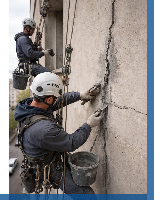 Заделка трещин на фасаде в Новоалтайске от 920 р. | ВЫСОТНИК-Нвл