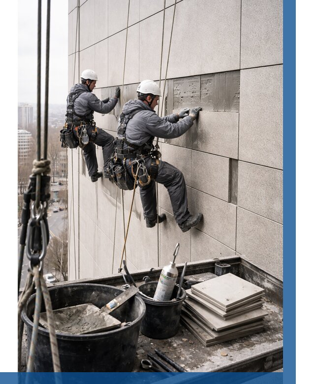 Ремонт фасада из керамогранита в Новоалтайске от 2556 р. | ВЫСОТНИК-Нвл