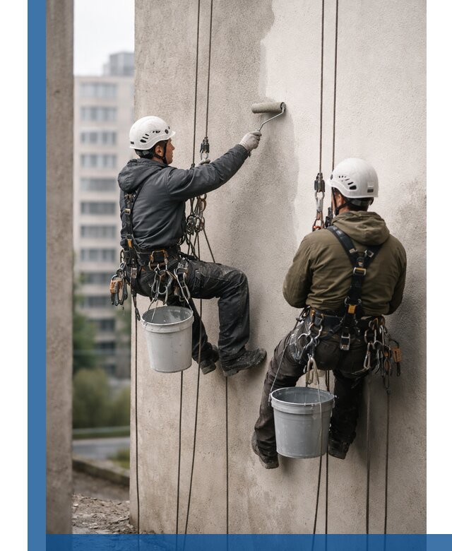 Покраска фасадов высотными альпинистами в Новоалтайске с гарантией