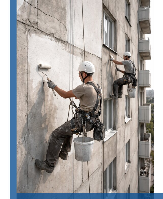 Покраска бетонного фасада в Новоалтайске для жилых и промышленных объектов