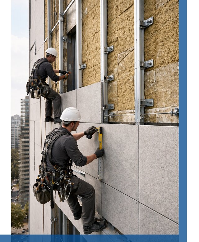 Монтаж вентилируемого фасада в Новоалтайске от 3578 р. | ВЫСОТНИК-Нвл