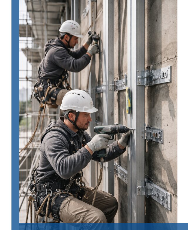 Монтаж и крепление подсистемы вентфасада в Новоалтайске