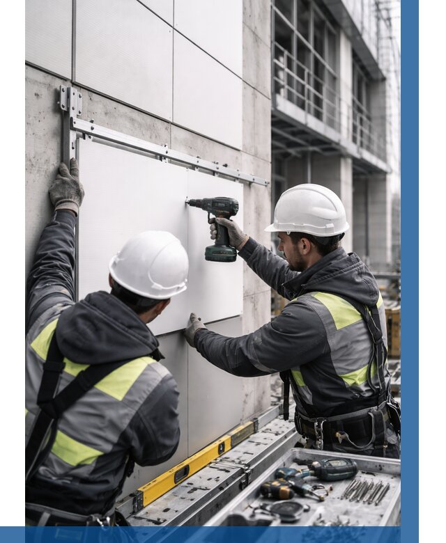 Монтаж композитных панелей фасада в Новоалтайске от 2556 р. | ВЫСОТНИК-Нвл