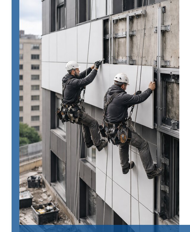 Монтаж композитных панелей фасада в Новоалтайске под ключ