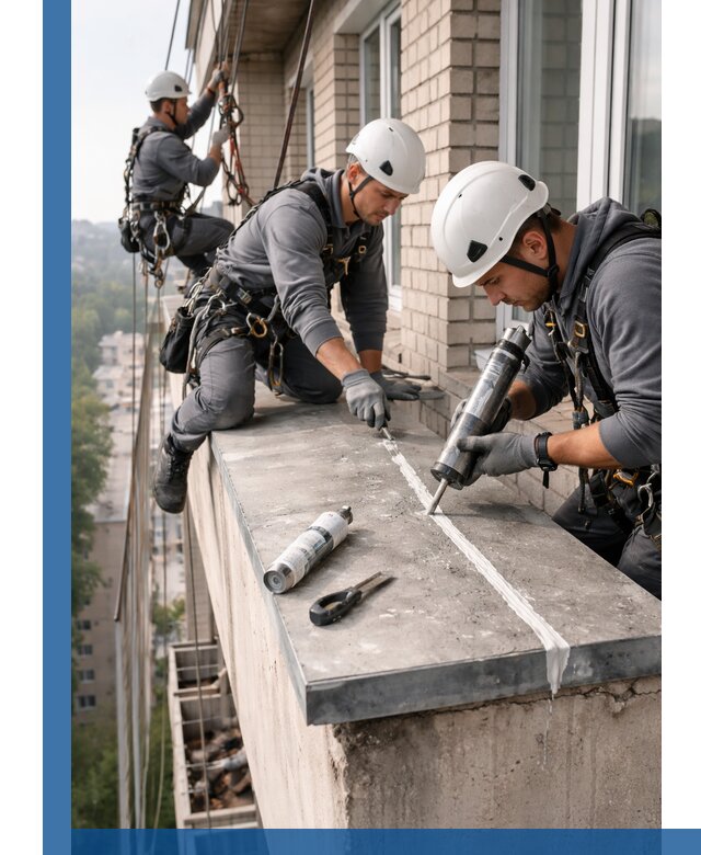 Герметизация балконного козырька в Новоалтайске профессионально