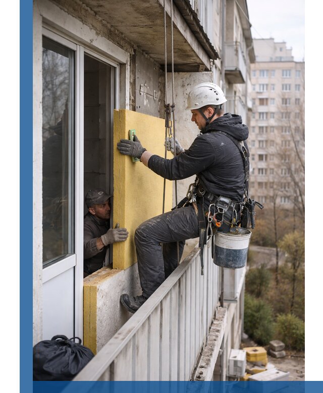Профессиональное утепление балкона снаружи в Новоалтайске под ключ