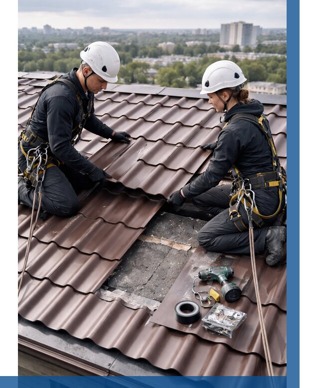 Ремонт металлочерепицы на крыше в Новоалтайске от 920 р. | ВЫСОТНИК-Нвл