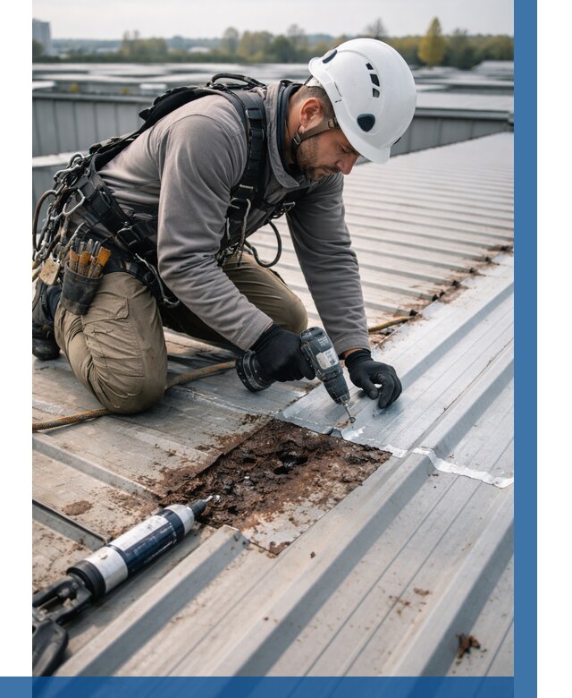 Ремонт профнастила на кровле в Новоалтайске от 716 р. | ВЫСОТНИК-Нвл