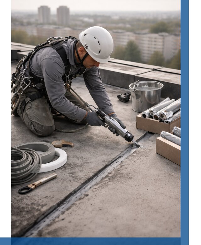 Герметизация швов кровли в Новоалтайске от 460 р./м2 | ВЫСОТНИК-Нвл