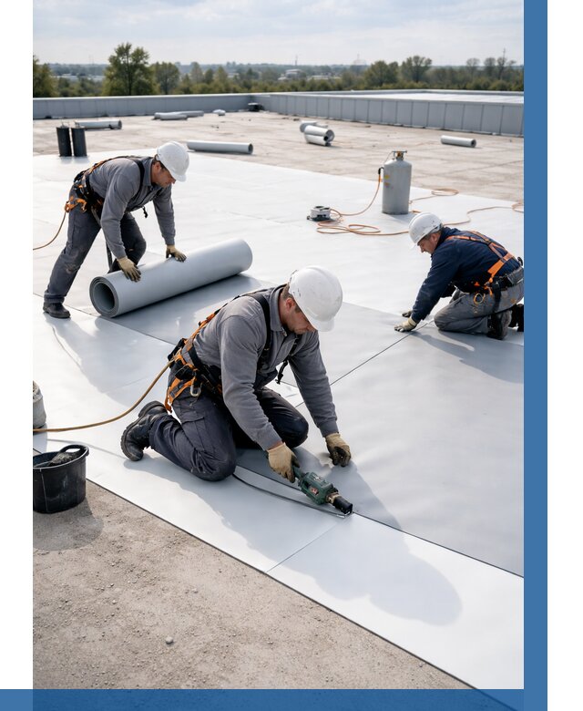 Монтаж мембранной кровли под ключ в Новоалтайске от 1227 р. | ВЫСОТНИК-Нвл