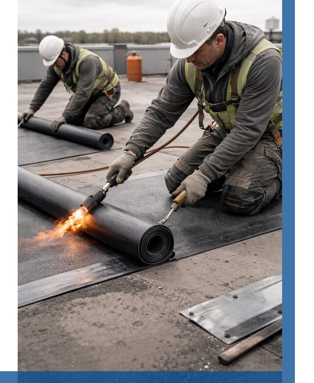 Монтаж наплавляемой кровли в Новоалтайске от 869 р. — ВЫСОТНИК-Нвл