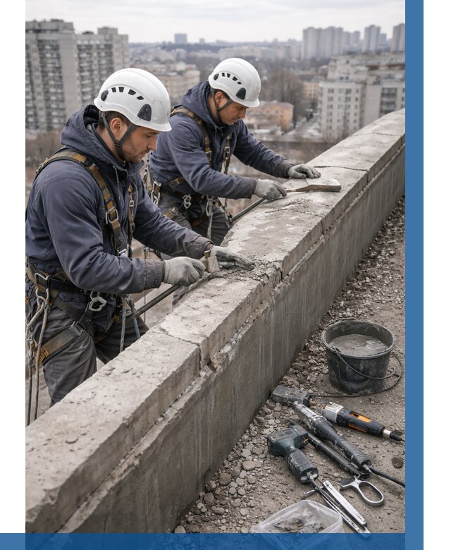 Ремонт парапета на кровле в Новоалтайске от 1534 р. | ВЫСОТНИК-Нвл