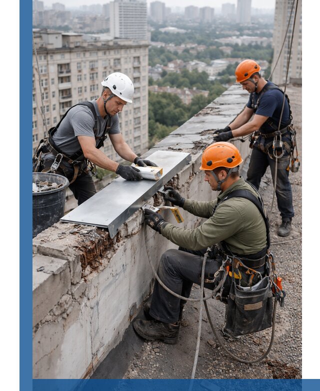 Ремонт парапета на кровле в Новоалтайске, высотные работы с гарантией