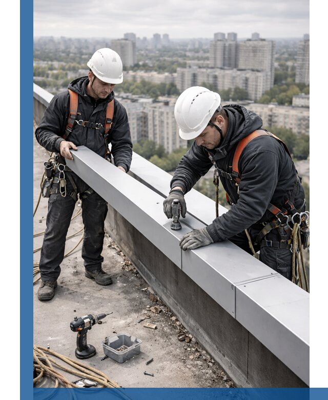 Монтаж парапетных крышек и ограждений кровли в Новоалтайске