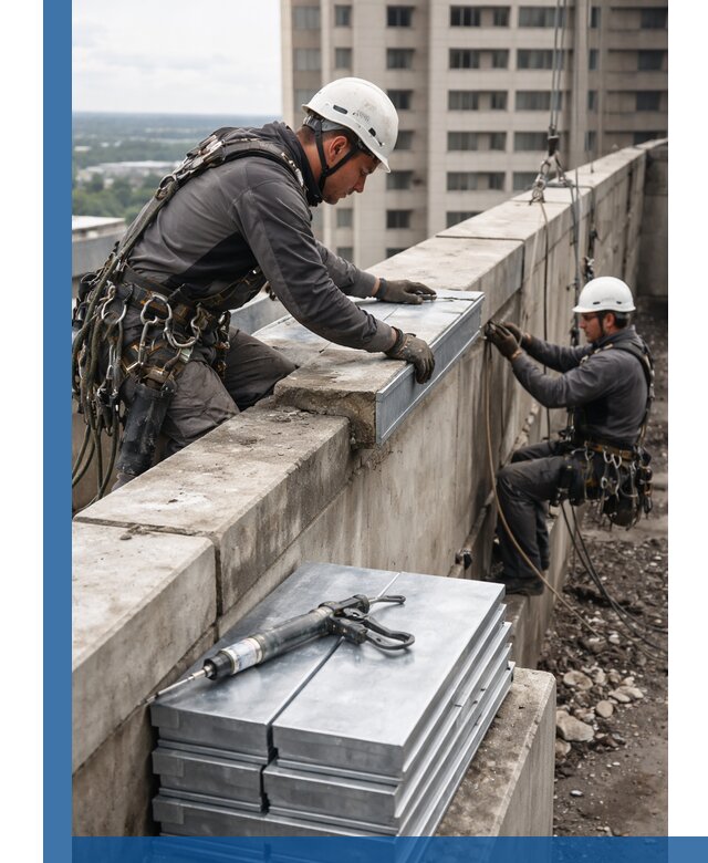 Замена парапетных крышек и установка новых в Новоалтайске