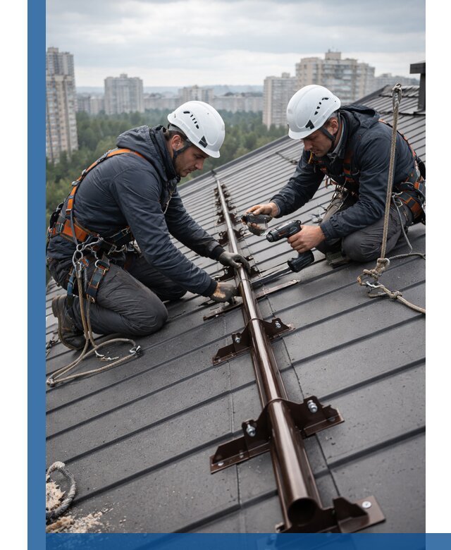 Монтаж снегозадержателей на кровле зданий в Новоалтайске под ключ