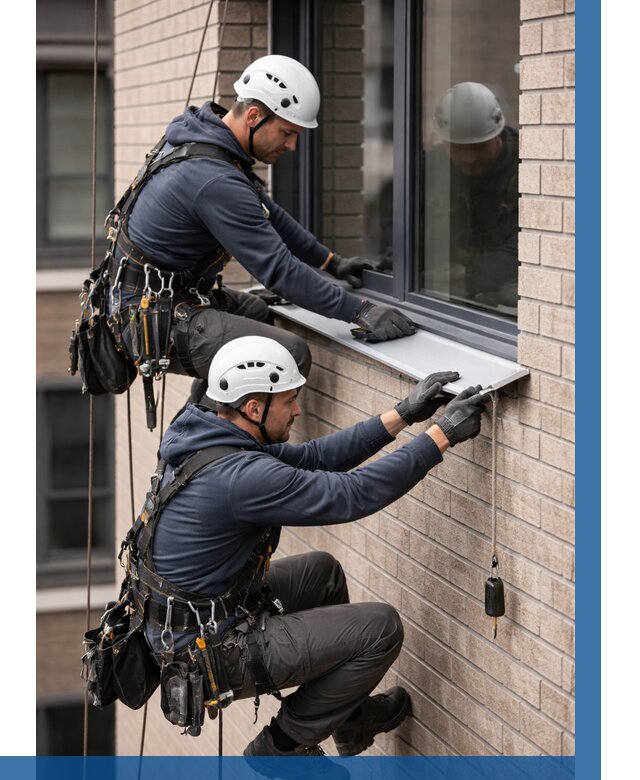 Монтаж оконных отливов под ключ в Новоалтайске от 3578 р. | ВЫСОТНИК-Нвл