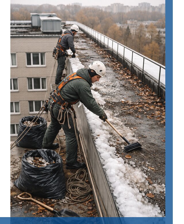 Очистка кровли по периметру в Новоалтайске от 562 р. | ВЫСОТНИК-Нвл
