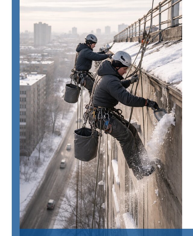 Очистка карнизов от снега в Новоалтайске профессионально и безопасно