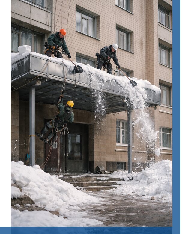 Очистка козырьков от снега в Новоалтайске от 3578 р. | ВЫСОТНИК-Нвл