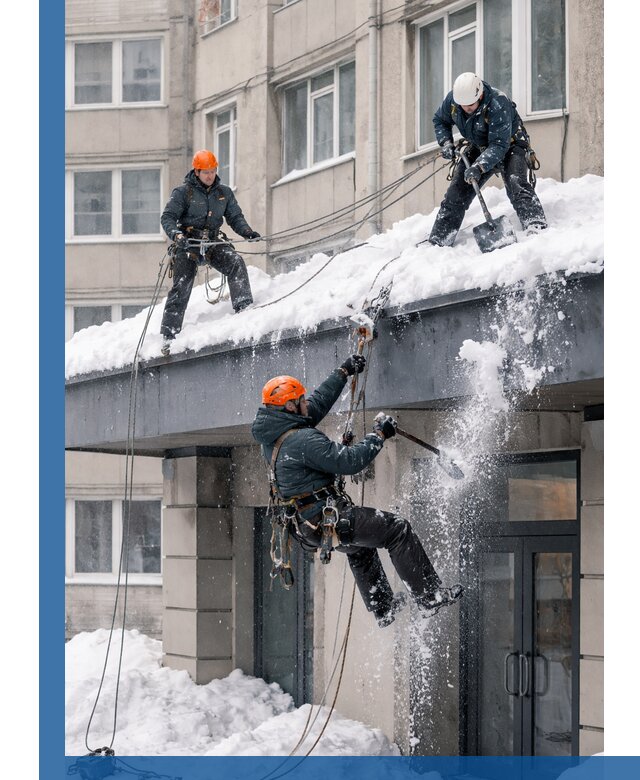 Безопасная очистка навесов от снега в Новоалтайске круглогодично