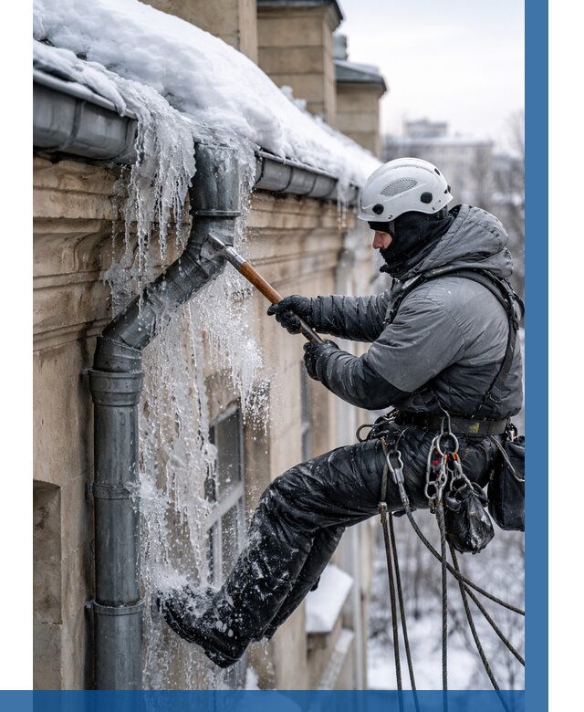Очистка водостоков от льда в Новоалтайске от 3578 р. | ВЫСОТНИК-Нвл