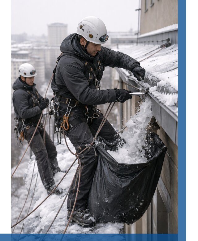 Аварийная очистка крыши в Новоалтайске под ключ от 307 р. | ВЫСОТНИК-Нвл