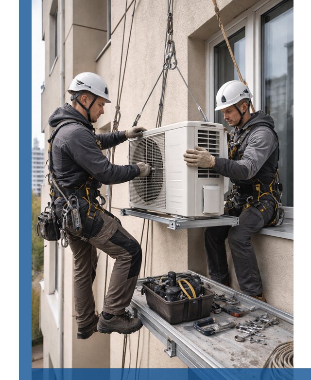 Перенос внешнего блока кондиционера в Новоалтайске с монтажом и крепежом