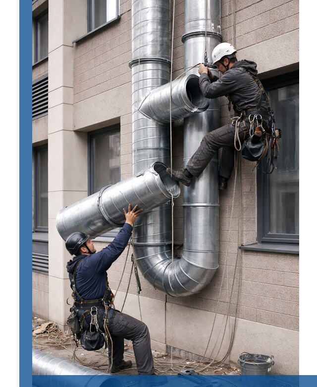 Монтаж фасадных воздуховодов в Новоалтайске с герметизацией и крепежом