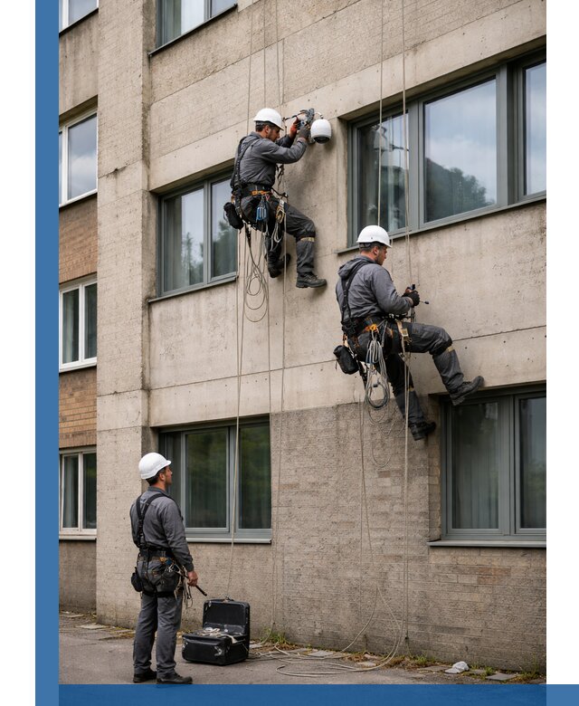 Монтаж фасадных камер видеонаблюдения в Новоалтайске под ключ