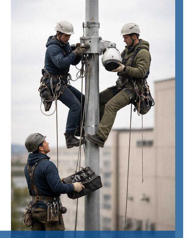 Установка видеокамер на мачте в Новоалтайске от 8690 р. | ВЫСОТНИК-Нвл