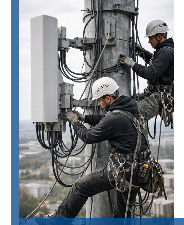 Монтаж оборудования связи на мачте в Новоалтайске с пусконаладкой