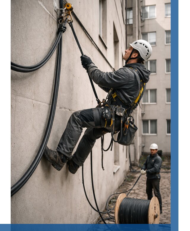 Протяжка кабеля питания на высоте в Новоалтайске от 460 р. | ВЫСОТНИК-Нвл