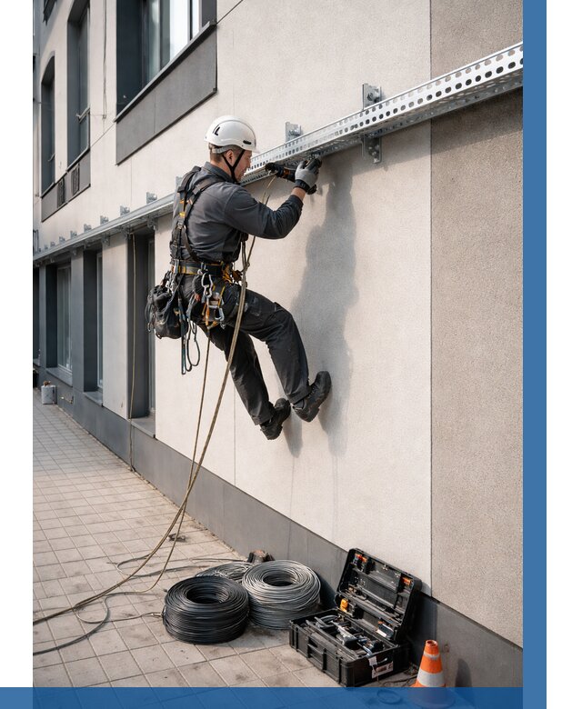 Монтаж кабельных лотков на фасаде в Новоалтайске от 1227 р. | ВЫСОТНИК-Нвл