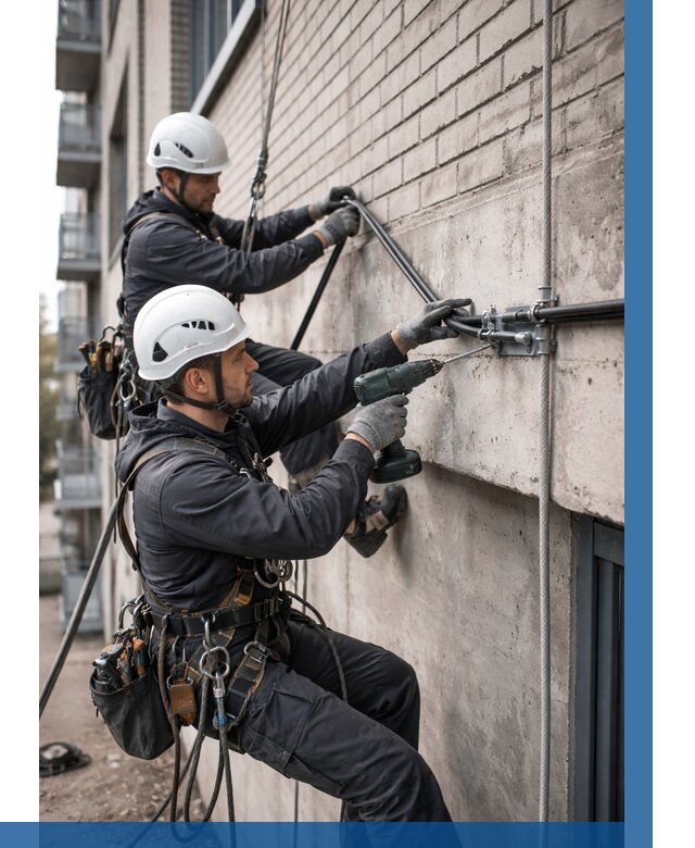 Крепление кабеля на фасаде в Новоалтайске от 358 р. | ВЫСОТНИК-Нвл