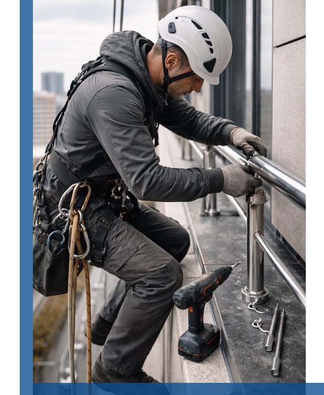 Монтаж ограждений на высоте в Новоалтайске для зданий и конструкций