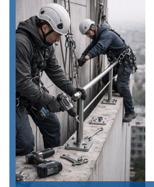 Монтаж перил на высоте в Новоалтайске для жилых и промобъектов