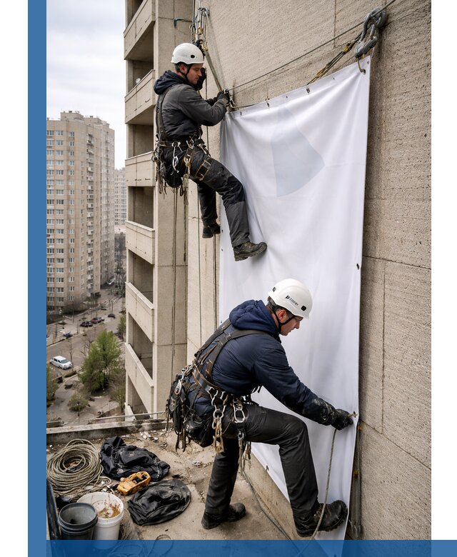 Профессиональный монтаж баннеров на фасаде в Новоалтайске