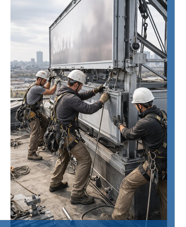 Монтаж крышной рекламной конструкции в Новоалтайске от 61344 р.|ВЫСОТНИК-Нвл