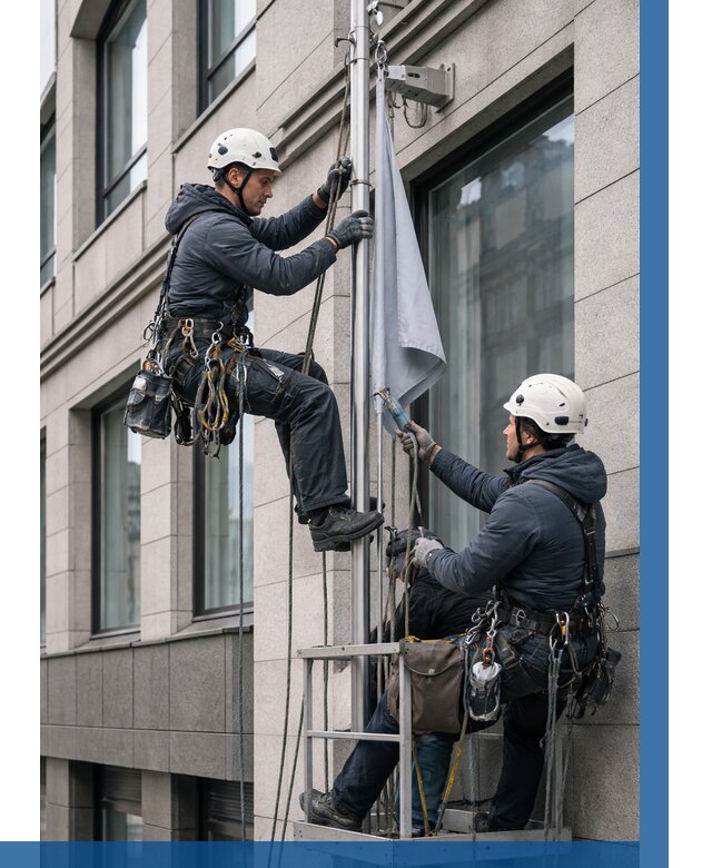 Установка флагов на фасаде в Новоалтайске от 4601 р. | ВЫСОТНИК-Нвл