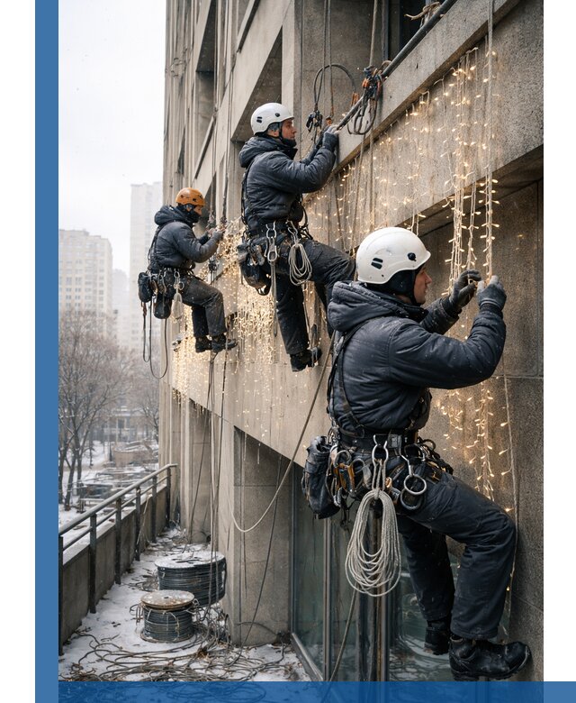 Монтаж новогодней иллюминации и украшение фасадов в Новоалтайске