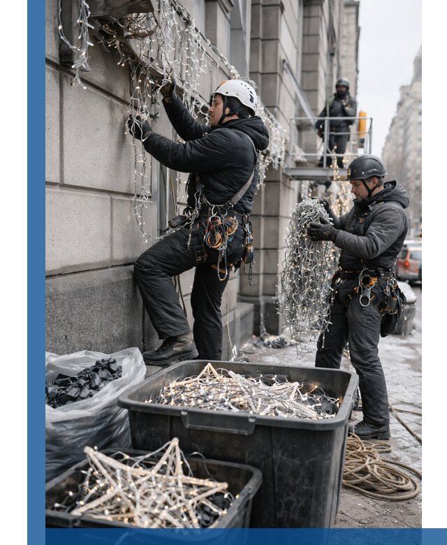 Демонтаж новогоднего оформления и гирлянд в Новоалтайске