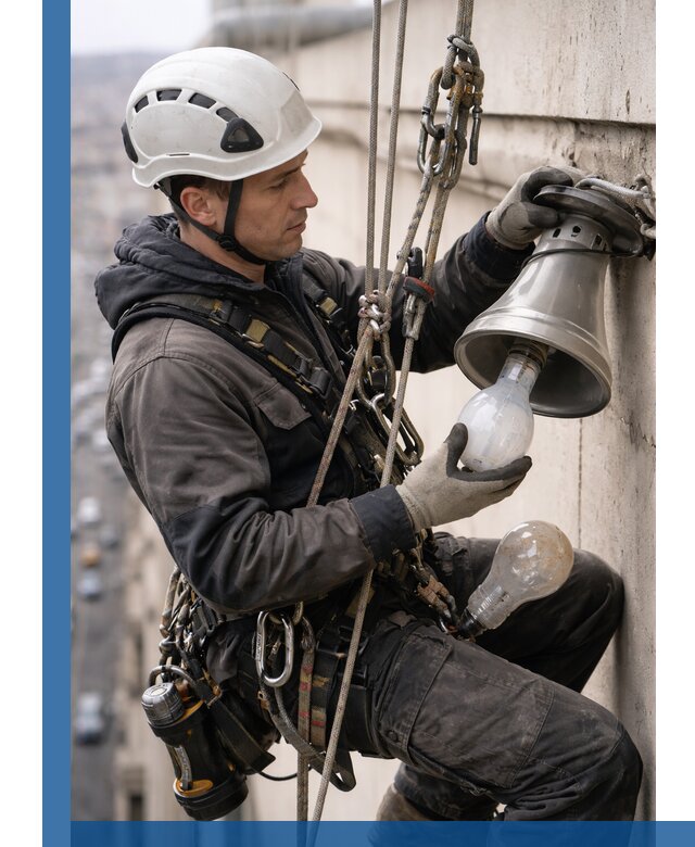 Замена ламп на высоте в Новоалтайске профессионально и быстро