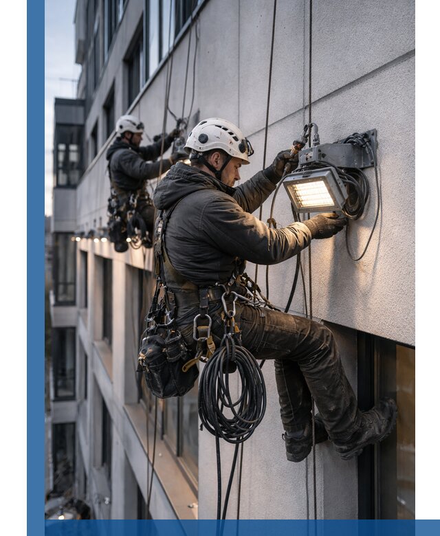 Монтаж фасадного освещения в Новоалтайске установка и подключение