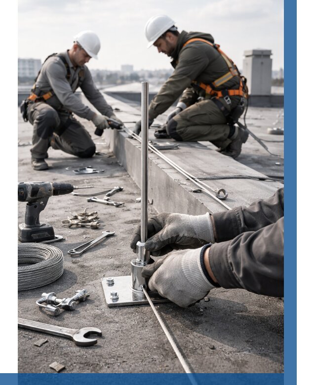 Монтаж молниезащиты на кровле в Новоалтайске цена от 25560 р. | ВЫСОТНИК-Нвл